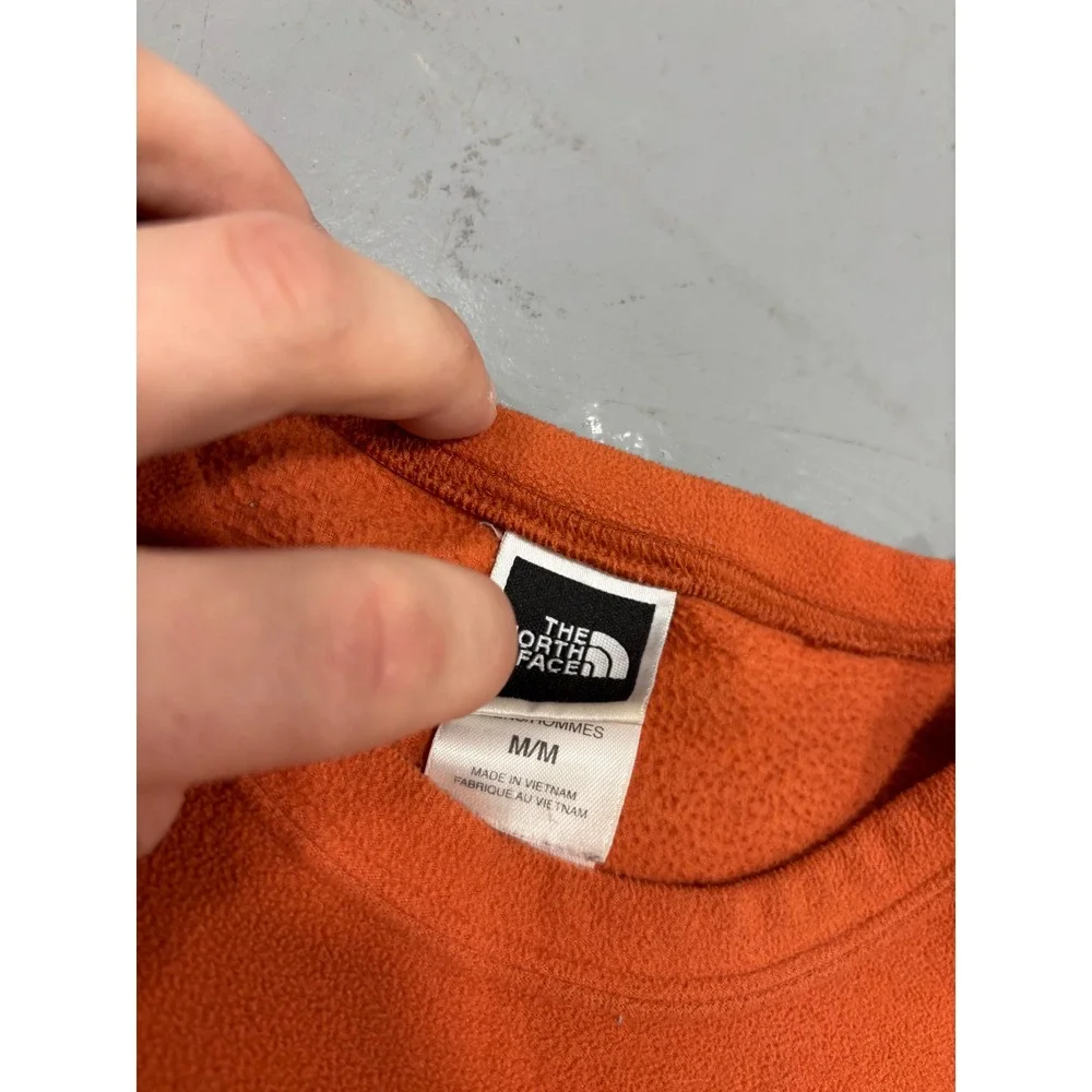 The North Face Mens Orange Microfleece Long Sleeve Crew Neck Pullover Top Size M - Picture 2 of 6